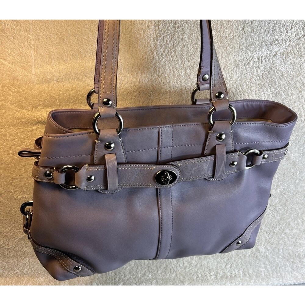 COACH SLEEK & CLASSY CARLY LILAC CARRYALL LEATHER TOTE BAG PURSE